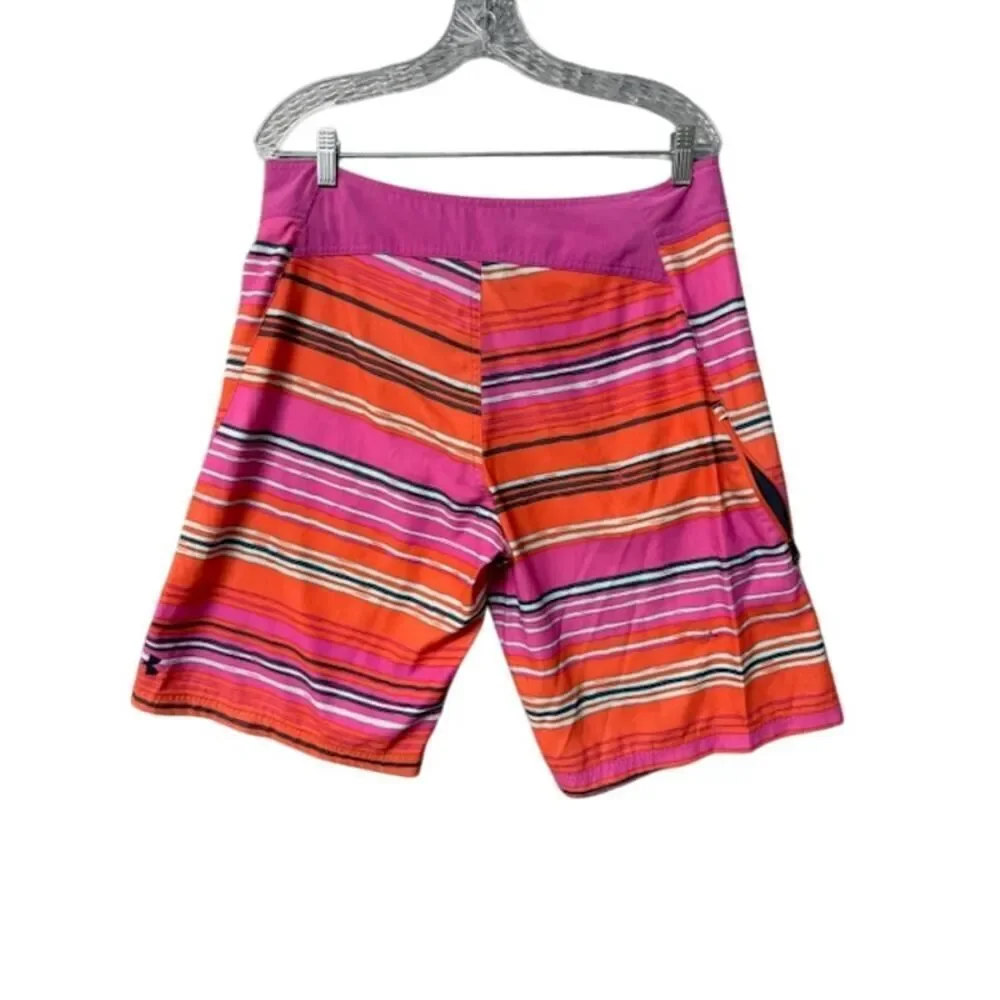 Under Armour Board Shorts Mens 32 Pink Orange HeatGear Swim Trunks
